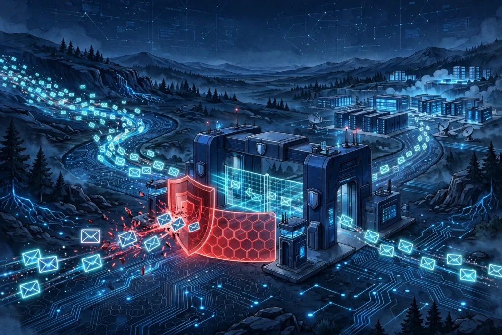 Symbolbild Firewall – digitale Brandmauer zwischen Computer und Internet