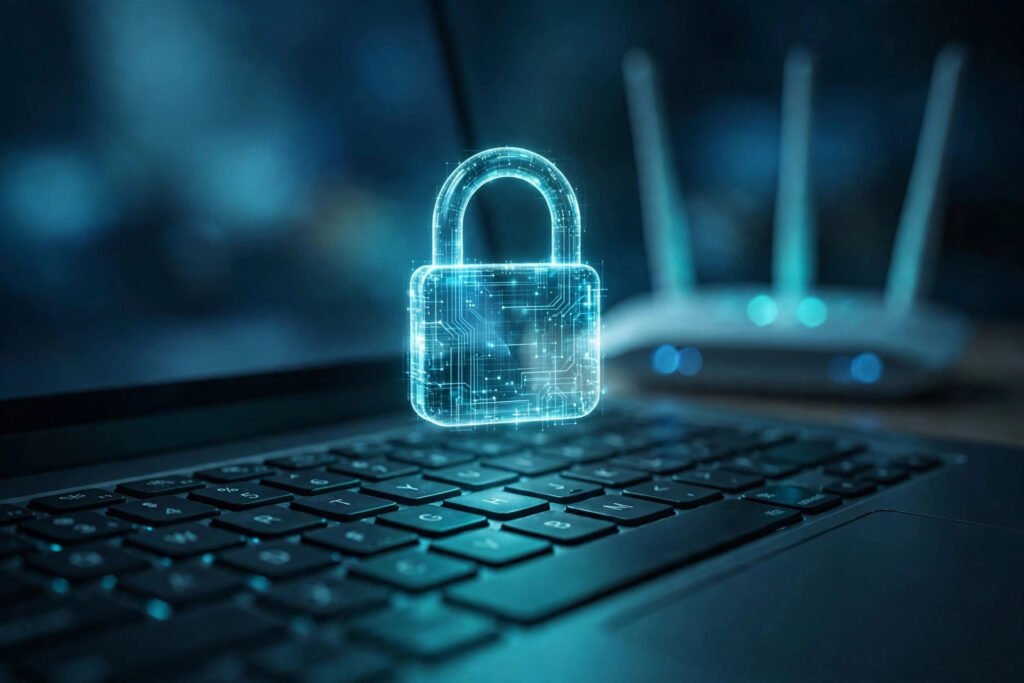 WLAN-Sicherheit: Vorhängeschloss als Symbol für verschlüsselte Verbindung