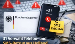 31 Vorwahl Telefon- und SMS-Betrug aus Holland mit unbekanntem +31 Anruf auf Smartphone