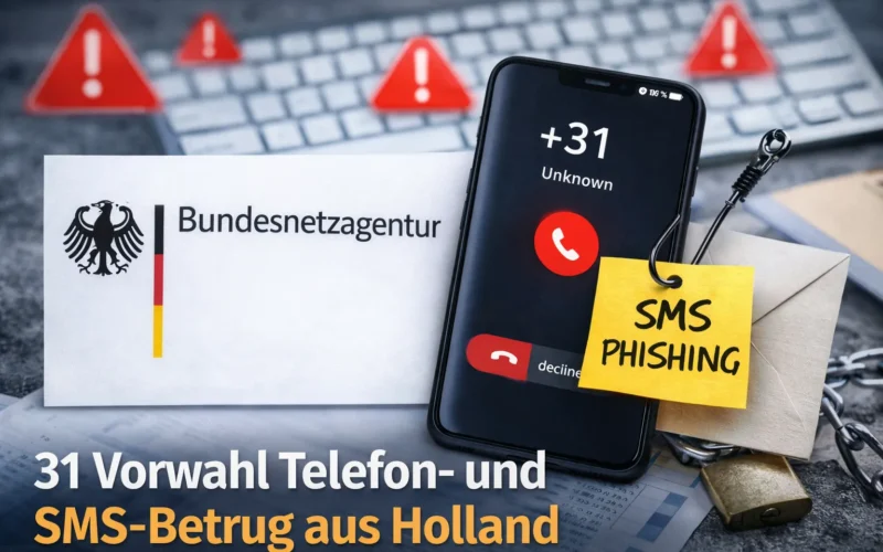 31 Vorwahl Telefon- und SMS-Betrug aus Holland mit unbekanntem +31 Anruf auf Smartphone