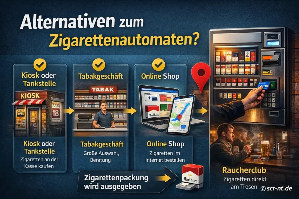 Zigarettenautomat in der Nähe Alternative – Zigaretten kaufen im Kiosk, Tabakgeschäft oder Online Shop