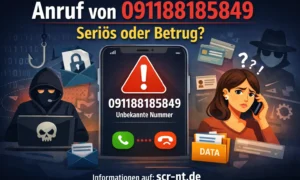 Anruf von 091188185849 – unbekannte Telefonnummer aus Deutschland, möglicher Spam-Anruf oder Telefonbetrug Warnung auf Smartphone Bildschirm