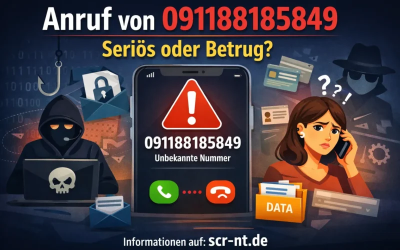Anruf von 091188185849 – unbekannte Telefonnummer aus Deutschland, möglicher Spam-Anruf oder Telefonbetrug Warnung auf Smartphone Bildschirm