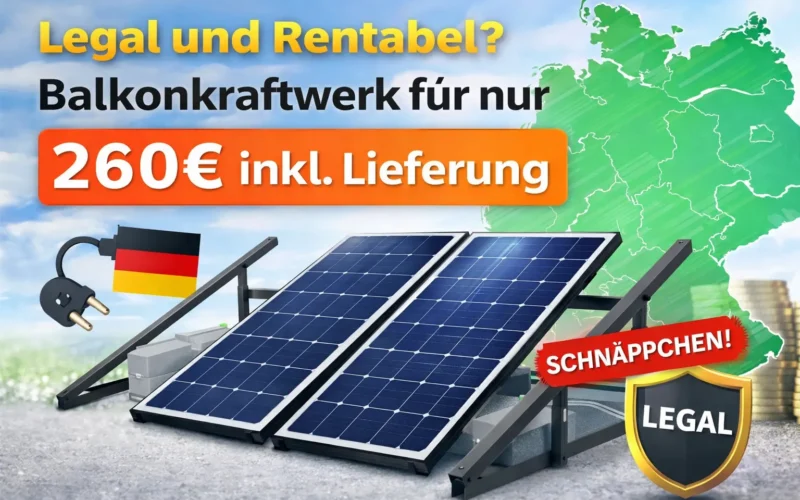 Balkonkraftwerk 890 Watt für 260 Euro inklusive Lieferung in Deutschland – legales Mini Solaranlage Angebot