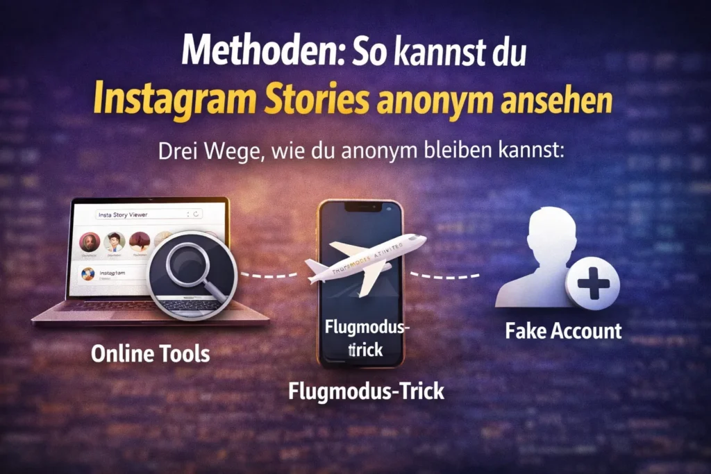 Methoden um Instagram Stories anonym anzusehen – Online Tools, Flugmodus Trick und Fake Account erklärt