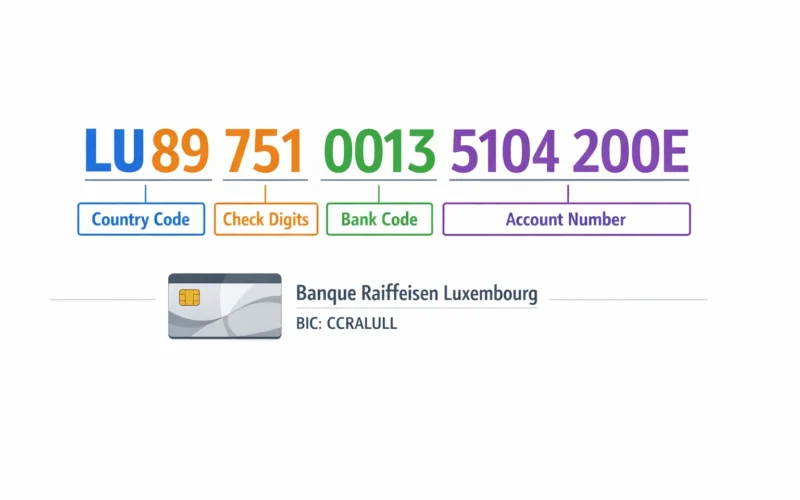 LU89 7510 0013 5104 200E IBAN Erklärung – Banque Raiffeisen Luxembourg BIC CCRALULL