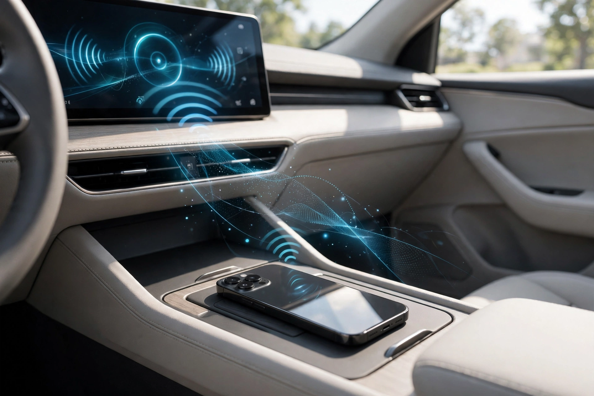 Smartphone verbindet sich kabellos mit dem Auto-Display