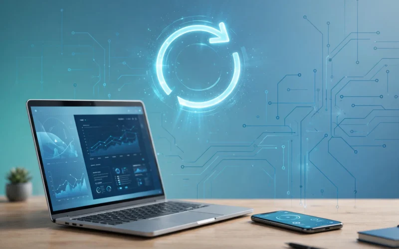 Software-Update auf Laptop und Smartphone