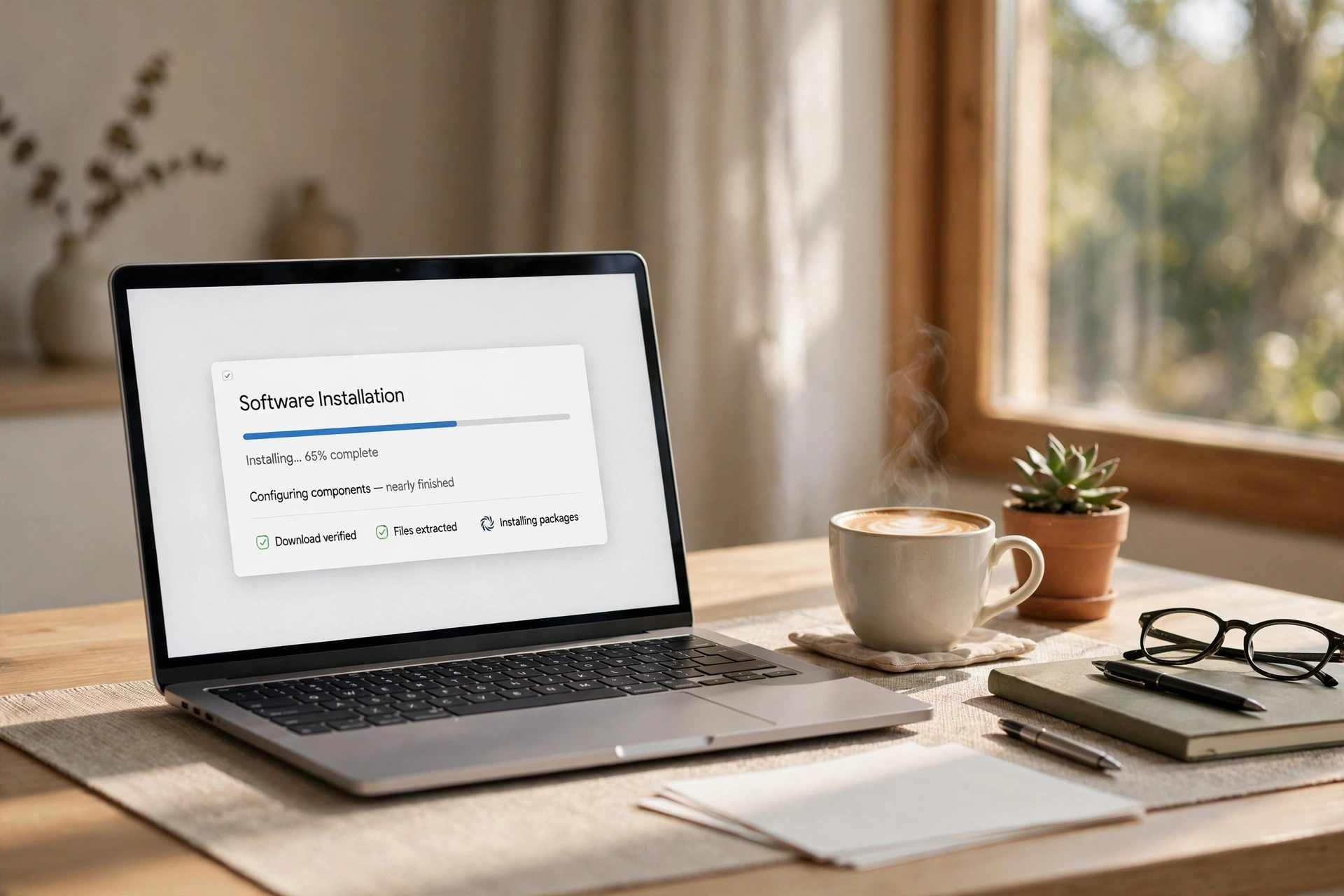 Laptop installiert ein Software-Update