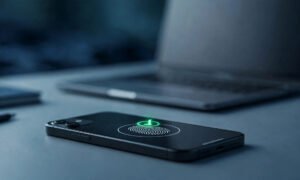 Smartphone mit Fingerabdruck-Login – Passkeys einfach erklärt