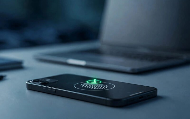 Smartphone mit Fingerabdruck-Login – Passkeys einfach erklärt